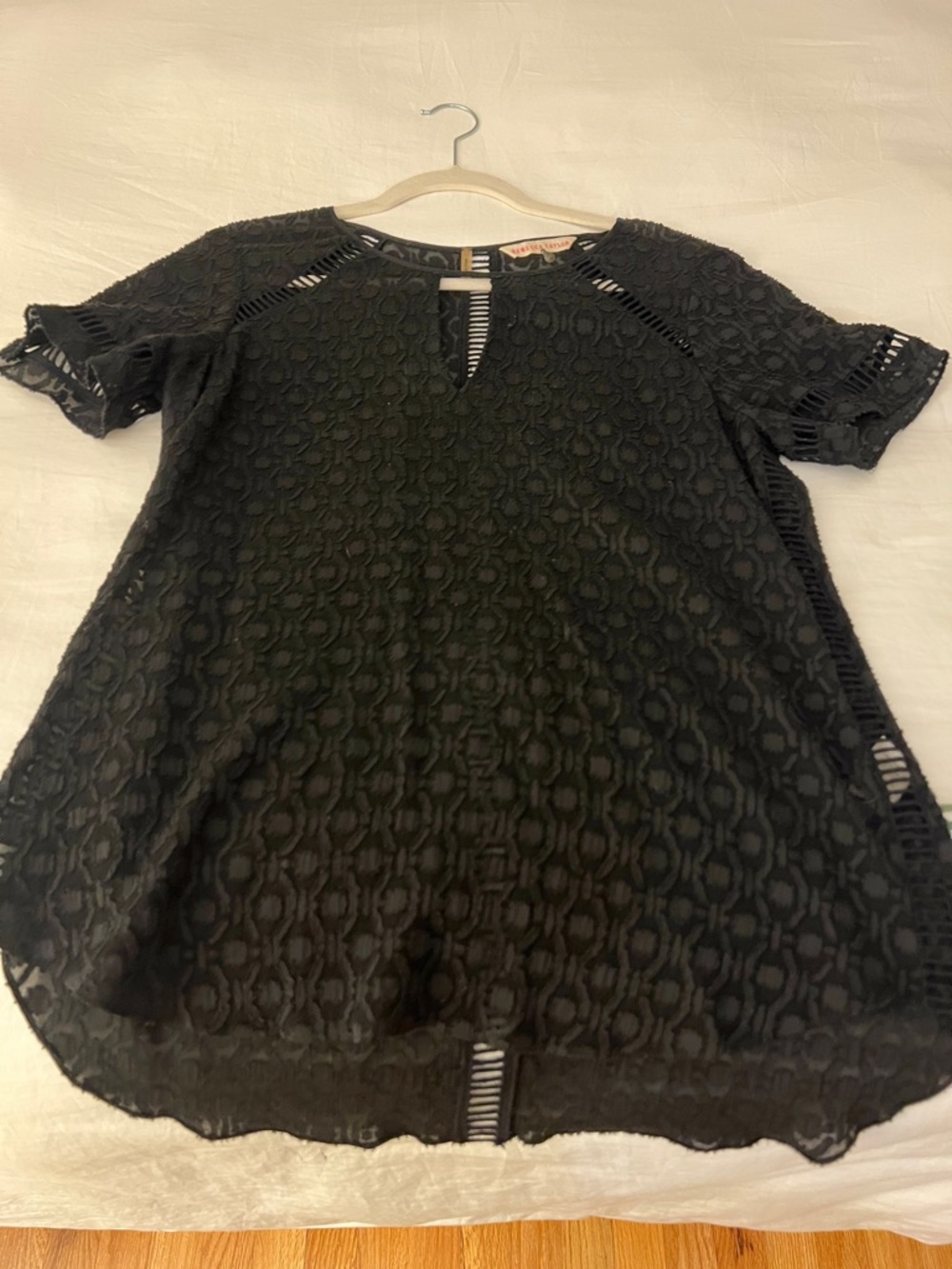 Women’s Black Lace Short Sleeve Top - Unknown Brand